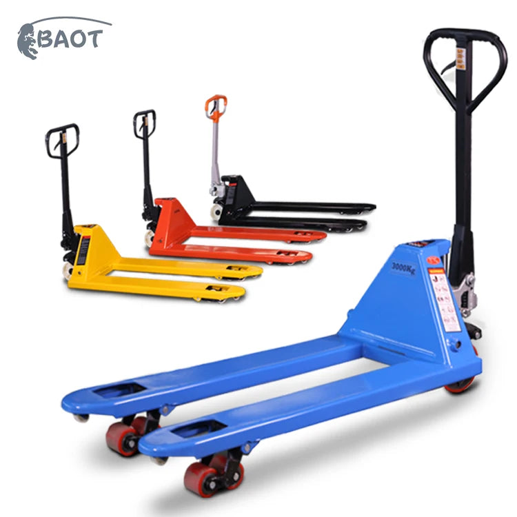 BAOT Manual Hydraulic Hand Pallet Truck Nylon/PU Wheels High Capacity Heavy Duty Steel Construction High Lifting Height