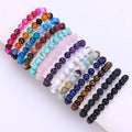 RisingMoon 8mm 7 Chakra Tiger Eye Lava Healing Jade Natural Stone Beaded Bracelets Women