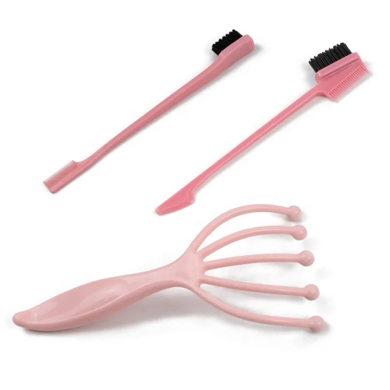 New Design Extension Edge Control Scalp Massage Eyebrow Private Label Curly Barber Detangling Denman Hair Brush Set