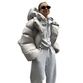 Solid Color Thick Crop Down Coats Women Puff Bubble Jacket Casual Winter Down Puffer Jacket Women Bubble Coats
