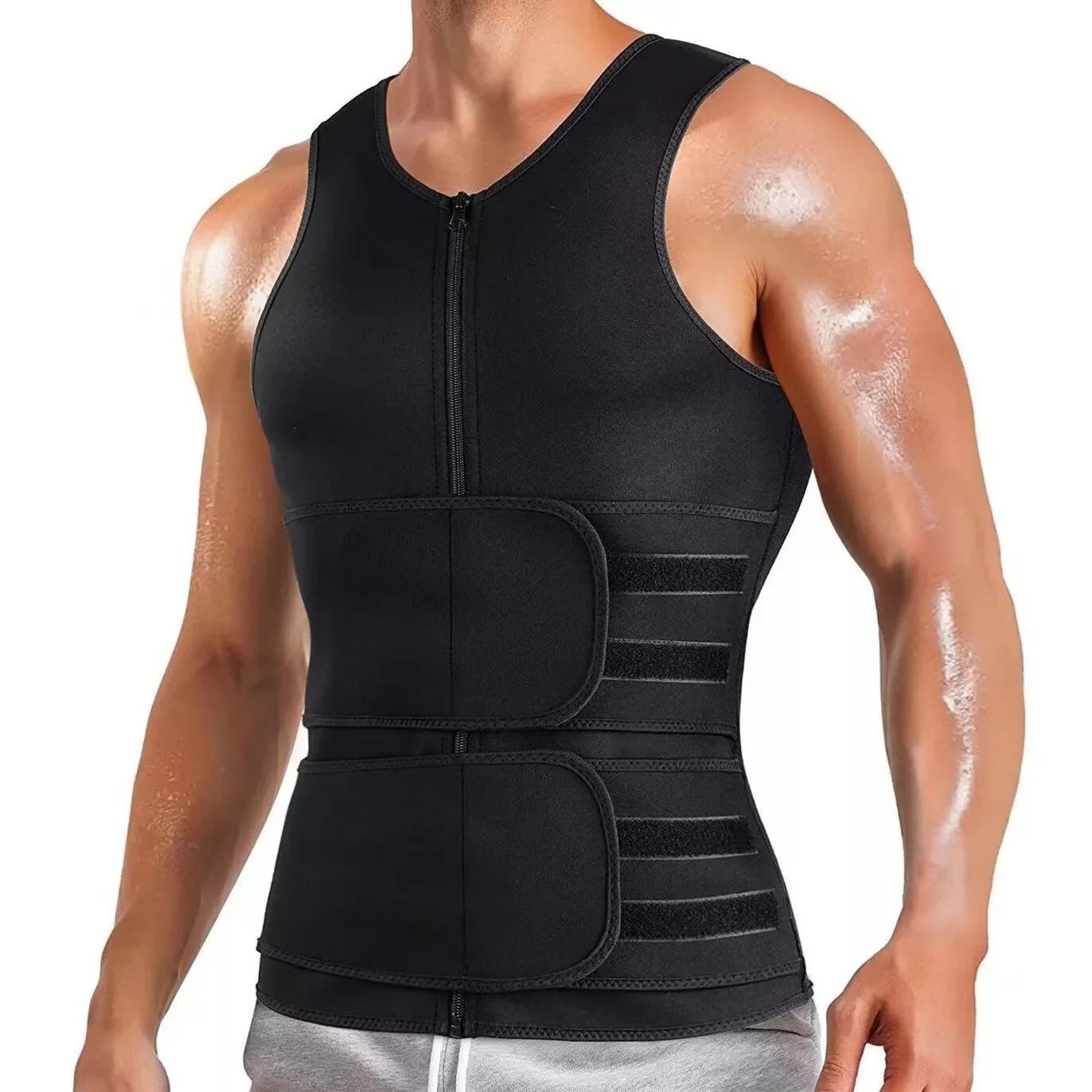 Men's Sports Waistcoat Reinforced Sweat Rubber Corset Nylon Spandex Slimming Thermal Shapewear Vest Breathable Thermal Sports