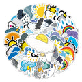 50Pcs Cartoon Weather Expression Sunny Rainy Rainbow Lovely Cute Decorative Graffiti Stickers