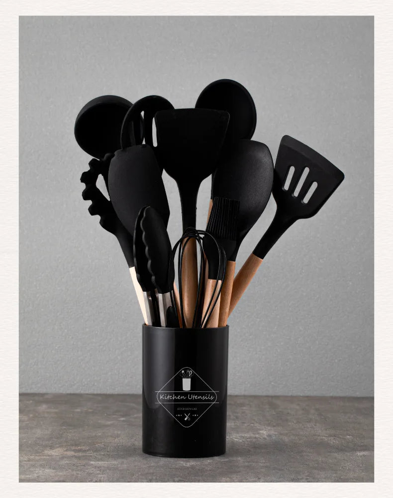 Hot Selling Multifunction Kitchen Storage Utensils Kitchen Gadget Cooking Tools with Wooden Handle 30 Pieces in 1 Set