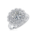 Sterling Silver 925 Fine Jewelry Lovers Romantic Flower Shaped Design 2ct Moissanite Adjustable Rings for Women Engagement Gift