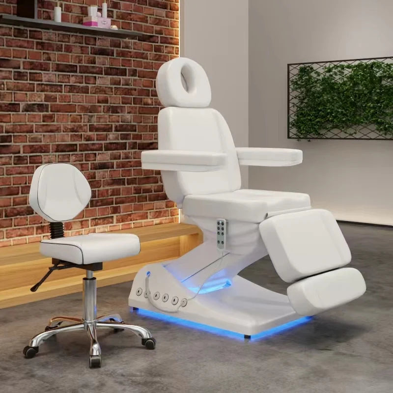 Foot Control Massage Facial Beauty Bed with LED Lights and 3 Motors for Massage Shop