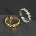 DAIHE Irregular Stainless Steel Ring Blanks 18K Gold Plated Jewelry Adjustable Cute Flower Open Finger Rings for Women