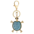 Newest Colorful Diamond Animal Turtle Key Ring Metal Rhinestone Crystal Turtle Keychain for Gift