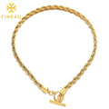 In Stock Wholesale Simple Jewelry Accessories OT Buckle Stainless Steel Twisted Rope Chain Necklace