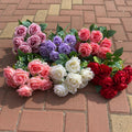 Factory Wholesale Price Artificial Red Silk Rose Bouquet Wedding Fake Flower Decoration Flower