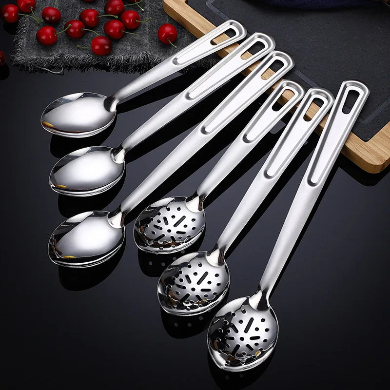 11.5 Inch Long Stainless Steel Dividing Spoon Sanitary Utility Spoon Kitchen Hotel Family Dining Slotted Metal Serving Spoon