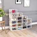 6 Pcs Shoe Storage Boxes Front Entry and Clear Plastic Stackable Shoe Container and Sneaker Display Box Foldable Shoe Organizer