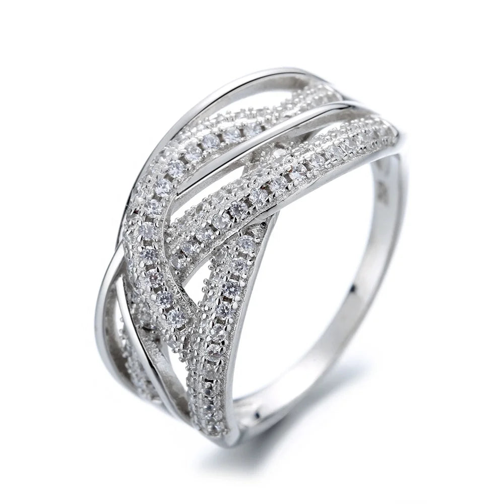 Sterling Silver Character Is Very Simple Double - Embossed Silver Ring Female