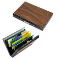 New Wooden Credit Card Holder Protector Bank Id Business Wood Card Box Wallet Stainless Steel Wood Name Card Holder Wallet