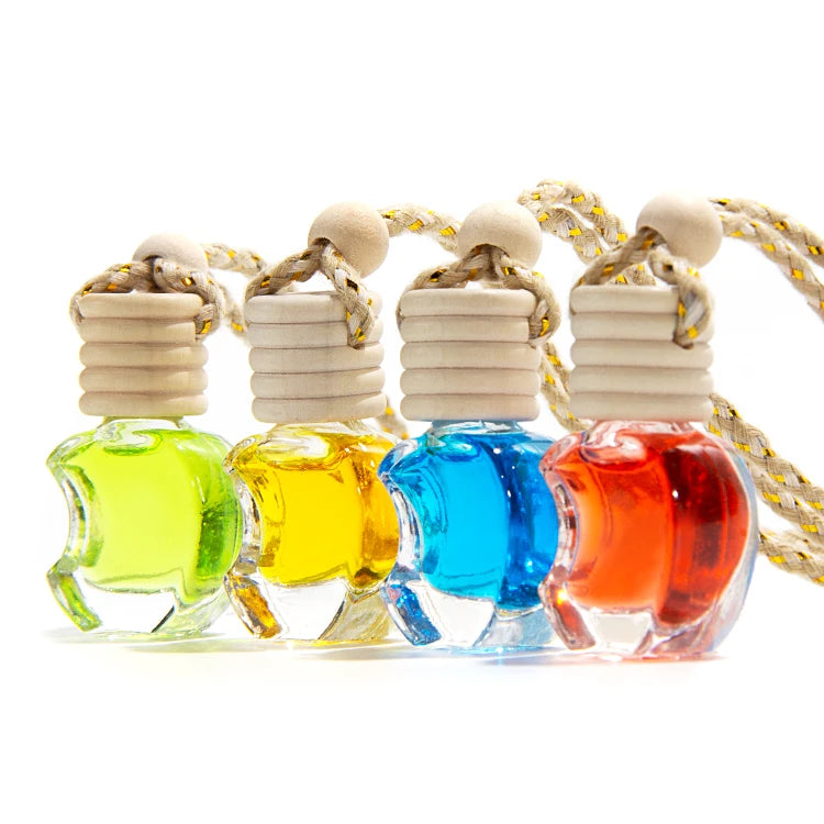 Custom Car Hanging Scent Air Refresh Car Air FreshenerGlass Perfume Bottle With Colorful Rope