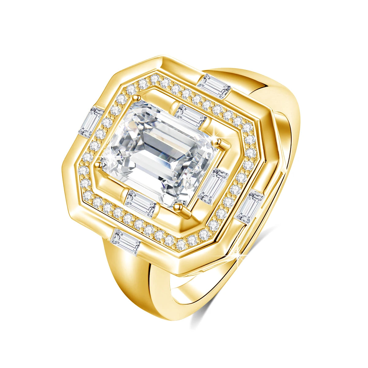 Luxury Jewelry Supplier Father's Day Gift 925 Sterling Silver Emerald Cut 3 Carat Moissanite Diamond Rings for Men