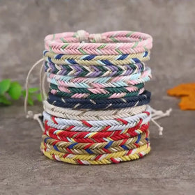 SC New Style Fashion Handmade Rope Bracelet Bohemian Adjustable Bracelet Trendy Colorful Braid Rope Bracelet for Girls