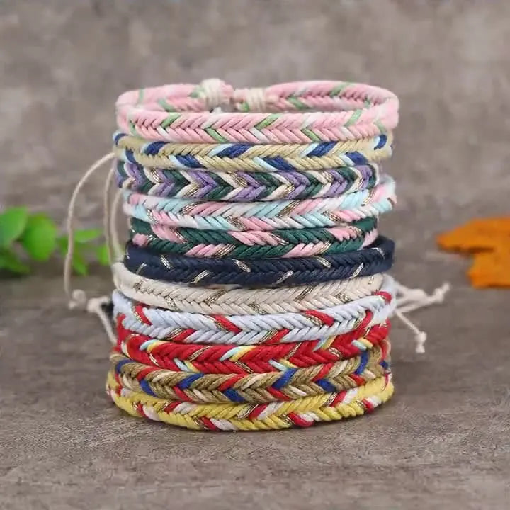 SC New Style Fashion Handmade Rope Bracelet Bohemian Adjustable Bracelet Trendy Colorful Braid Rope Bracelet for Girls