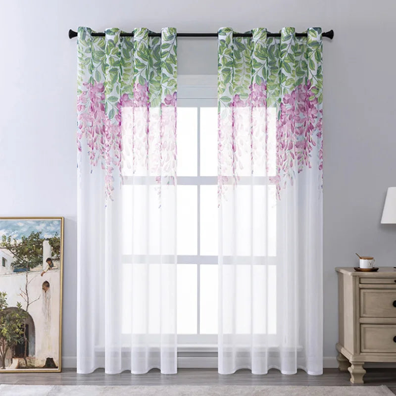 Amity Manufacturer Wholesales Leaf Printed Voile  Bedrooms  Living Rooms Decorate Sheer