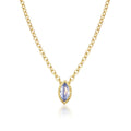LOZRUNVE 925 Sterling Silver Single Stone Bezel Crystal Pendant Necklace 18k Gold