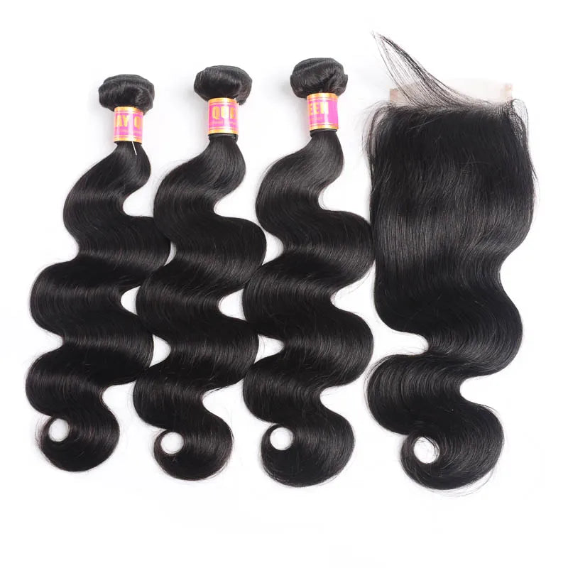 Cheap Hair Bundles Body Wave Virgin Brazilian Human Hair Natural Color for Black Women Bundles With Closure and Frontal