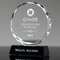 MH-NJ00450 Custom Engraving Appreciate Crystal Awards Round Glass Trophy with Black Base