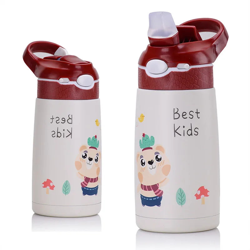 400ml Kids Stainless Steel Straight Color Changing Uv Sublimation Blanks Stainless Steel Water Bottle with Flip Lid