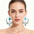 New Ethnic Bohemian Turquoise Stone Drop Dangle Earrings for Women Vintage Party Statement Earrings Jewelry