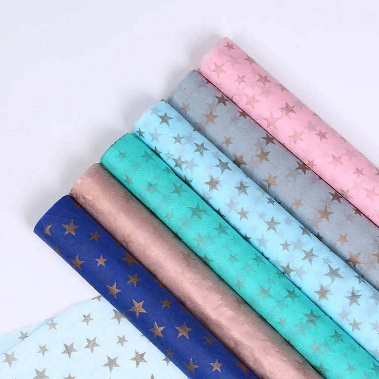 Custom Printed logo Clothes Packaging Wrapping Paper Roll Vintage Korean Flower Bouquet Gift Wrapping Paper