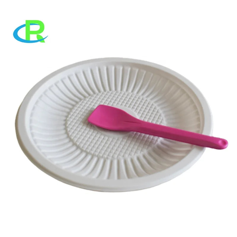 Factory Price White Color Customize Packaging Compostable Cornstarch Lunch Plate