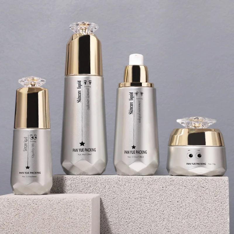 Luxury Biodegradable 50g 40ml 100ml 120ml  Skincare Packaging Empty Body Lotion Pump Glass Bottles With Cap Lids
