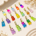 Resin Charms Earrings Necklace Glitter Candy Gummy Bear 18K Gold Plated Zircon Cute Bail Charms Pendants Jewelry Making Charms