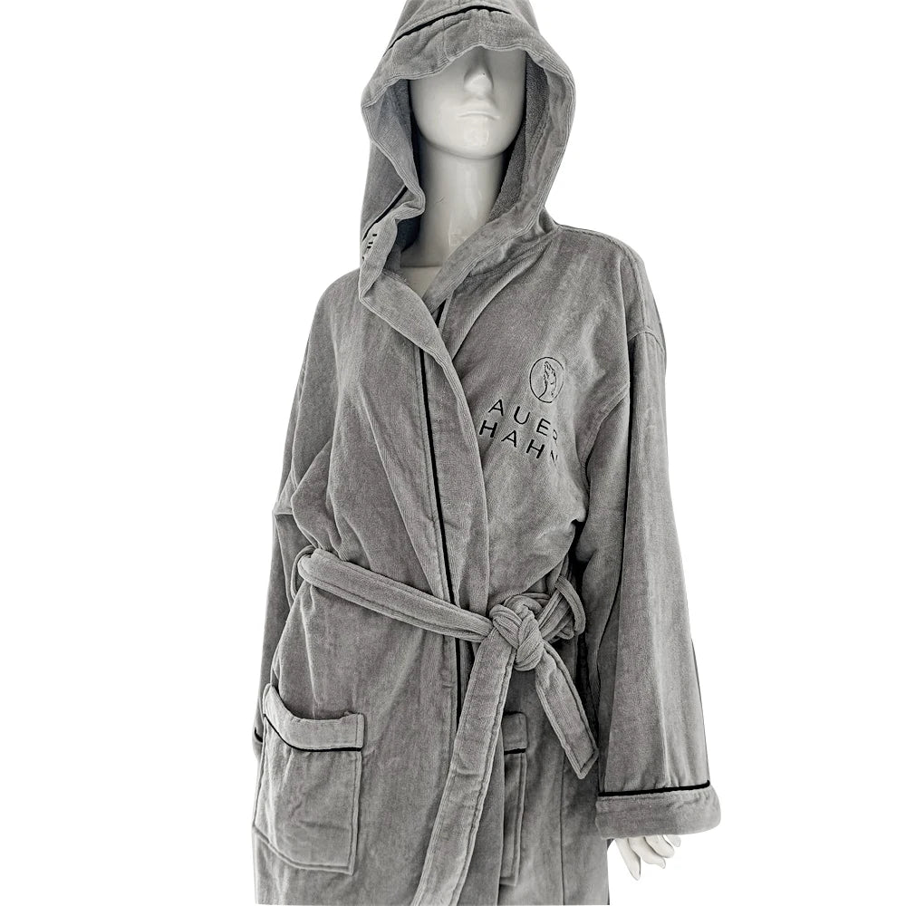 100% Cotton Bathrobe Hotel Optionally with Shawl Collar or Hood - Unisex SPA Bathroom Robe