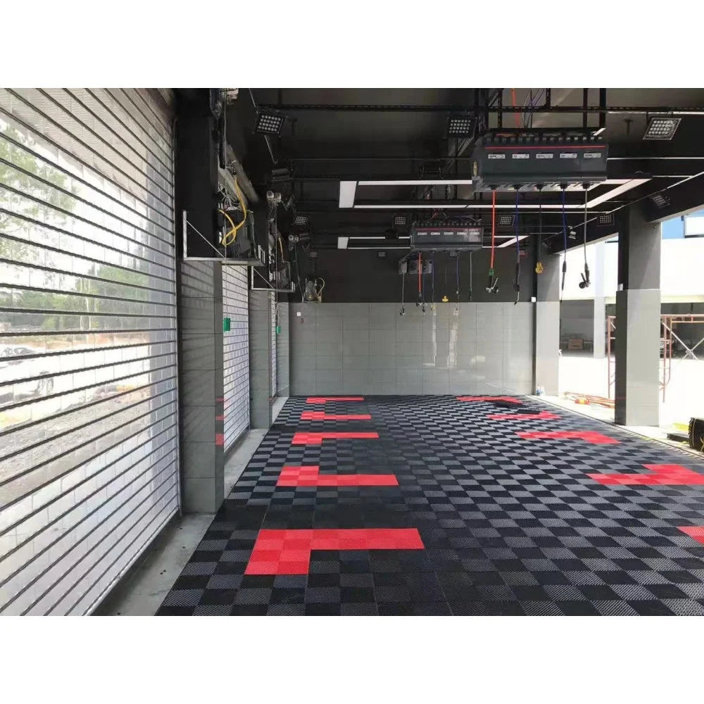 40x40 Non-Slip Interlocking Garage Floor Tiles Car Wash Drainage PP for Workshops Parking Lots Refractory Anti-Slip Features