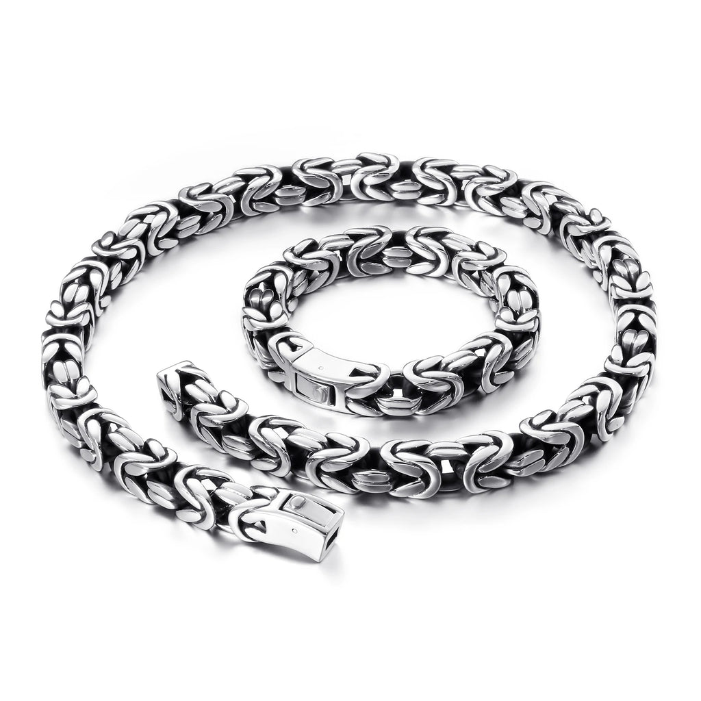 KALEN Hip-hop Charm Bracelet and Necklace Stainless Sets Men