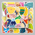 50PCS Aesthetic Vsco cute cartoon hats collection sticker not repeated kawaii colorful cap decals