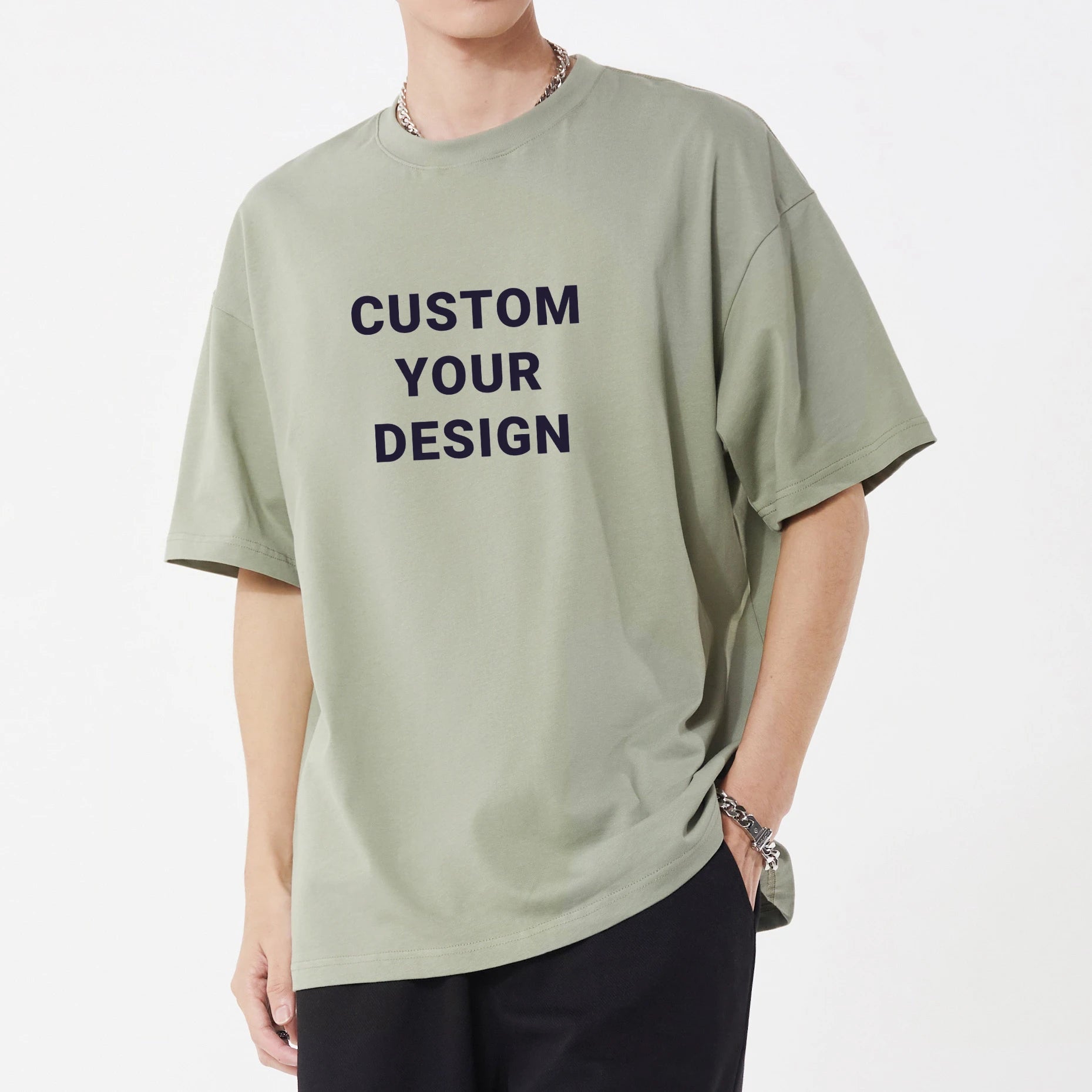Chinese Supplier's 245gsm Round Neck Heavyweight Blank T-Shirt Organic Cotton Printed With Retro Pattern Custom Logo XL Size