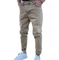 High Quality Men Jeans Pants New Punk Style Blue Khaki Zipper Knee Denim Pant Designer Jeans Men