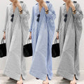 Y7012 Best-Selling Plus Size Long Dresses Women Casual Straight Loose Three Quarter Sleeve Striped Maxi Shirt Dress for Women