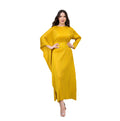 Pleated Belts Luxury Yellow Dress for Women Asymmetric Ruffles Side Design Elegant O-neck Long Sleeve Dresses Casual Fashion