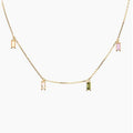 RINNTIN EQN38 Fashion Multi-Colors Cubic Zirconia 14K Gold Charm Baguette Cut Diamond Station Necklace Jewelry for Women