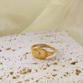 Chris April Fashion Jewelry PVD Gold Plated 316L Stainless Steel Water-Proof Minimalist Star Signet Ring with Zircon