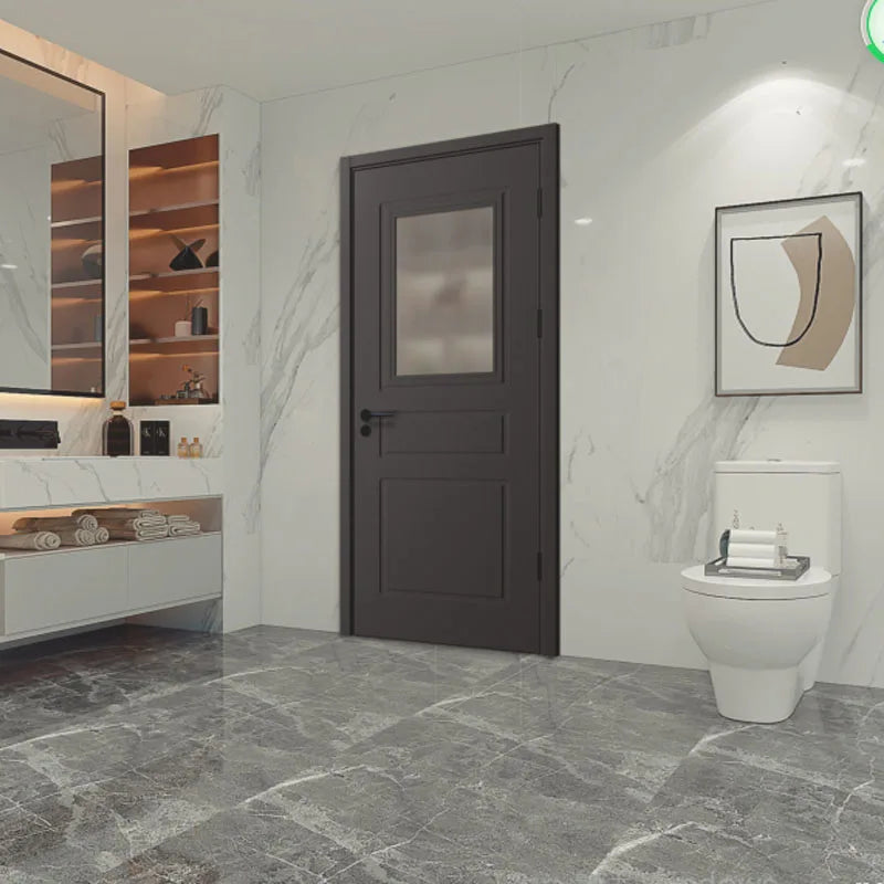 High Quality Modern Finished Wooden Interior Bathroom Door Frosted Glass Design Sound Insulation Waterproof