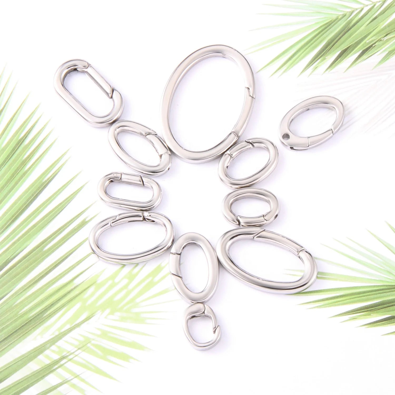 Simple Style Oval Open Jump Ring Clasp Jewelry Accessories Silver Plated Size Stainless Steel Customized Clasps & Hooks Opp Bag