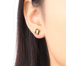 Chris April in Stock Romantic 316L Stainless Steel PVD Gold Plated Cubic square Simple Stud Earrings