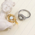 2023 New Trendy Wholesale Rings Women Jewelry 18k Gold Stainless Steel Quality Non Tarnish Round Silver Opal Ring for Gift
