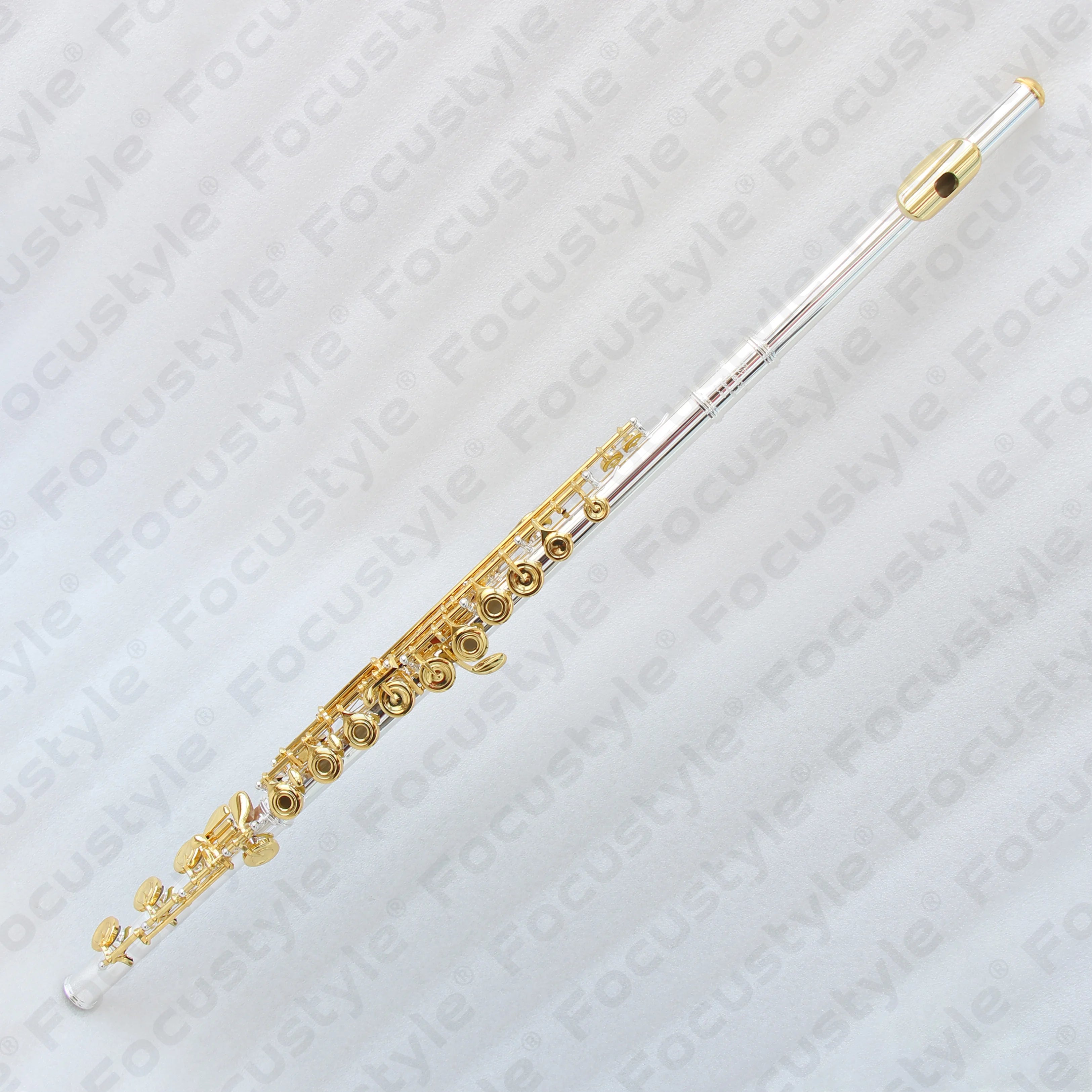 Professional High-End 17 Open Hole Transversal Flute Beautiful Double Color Gold Plated Flute