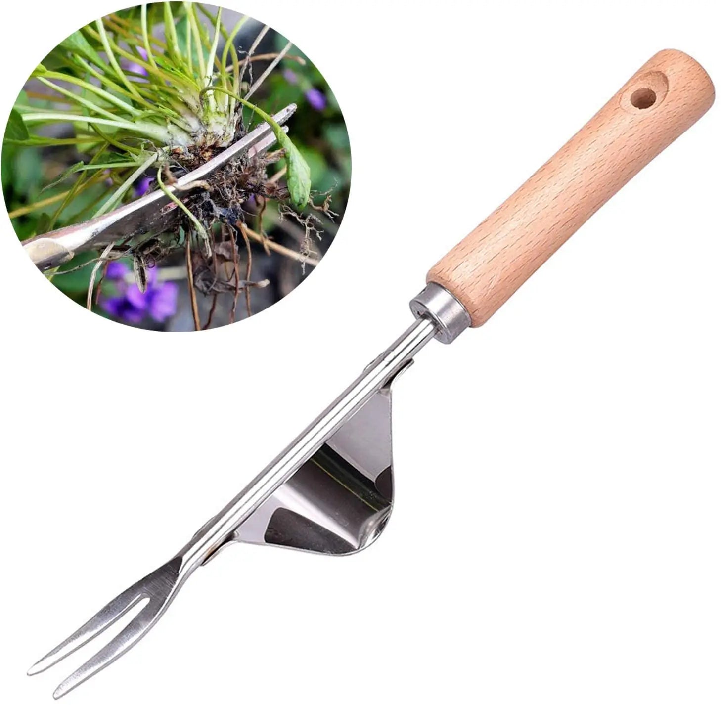 HW01A Garden Weeding Tool 12 Inch Manual Weeder Rust Resistant Stainless Steel Hand Weeder