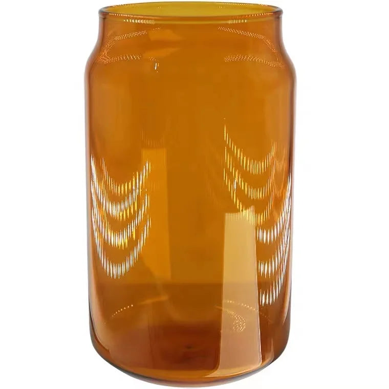 Logo Custom Colored Can Shape Glass Cup Brown Cola Can Shape Borosilicate Glass Beer Mug