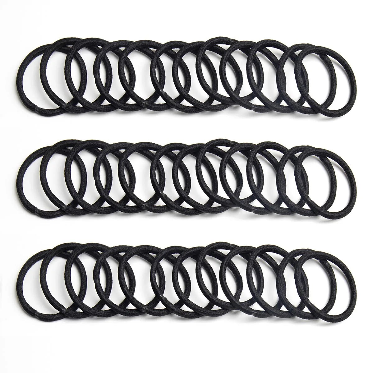 200pcs 4mm Thick Seamless Black Hair Tie Wholesale Durable Elastic Rubber Band for Women Men Ponytail Holder Gum