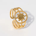 Beimai OEM Ring Colorfast 18k Gold Plated Titanium Steel Hollow Sun Ring